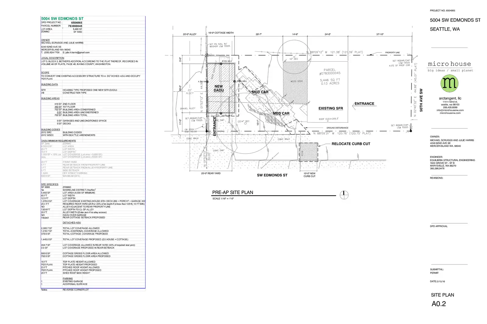Site plan for 5004 SW Edmunds St