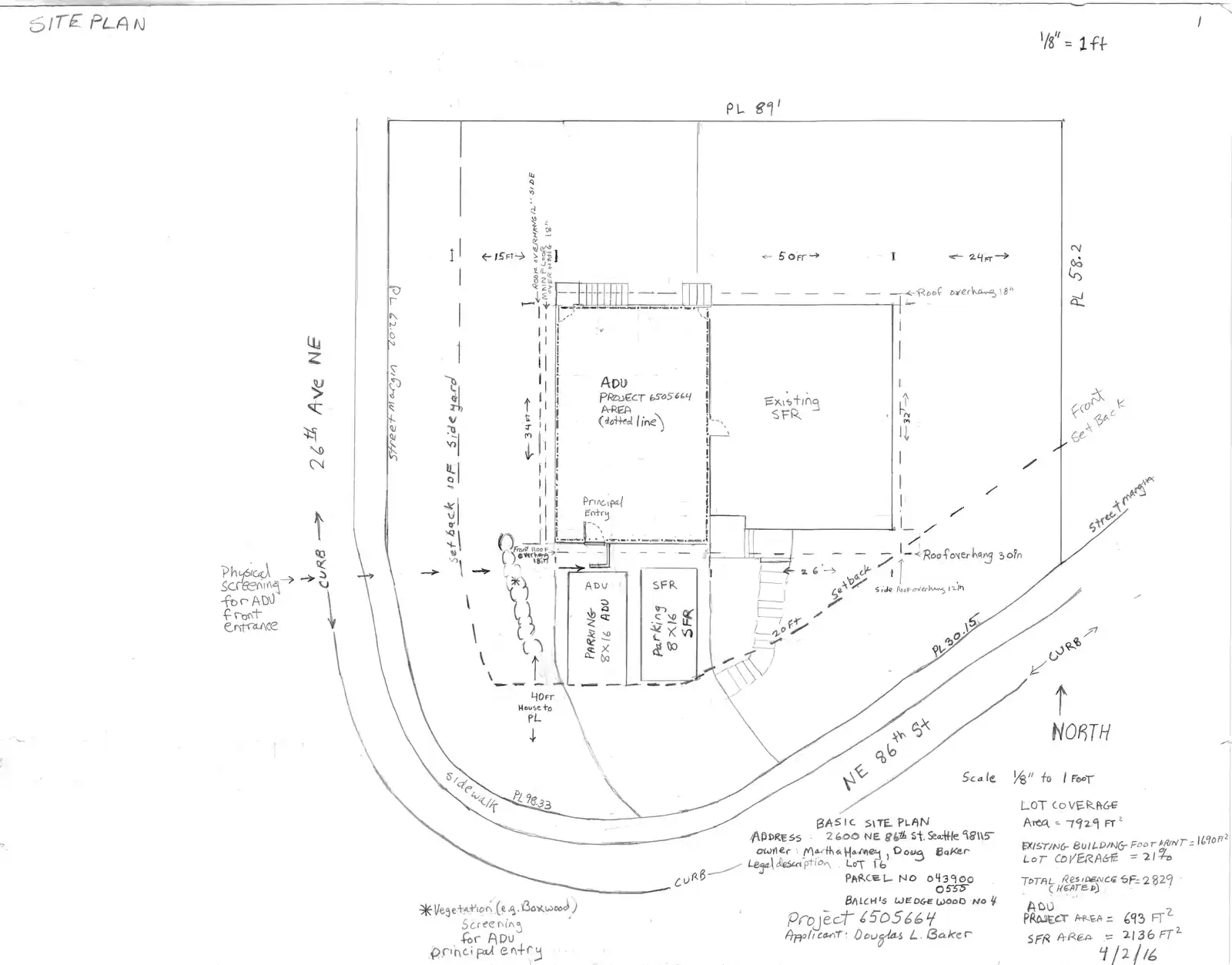 Site plan for 2600 NE 86th St