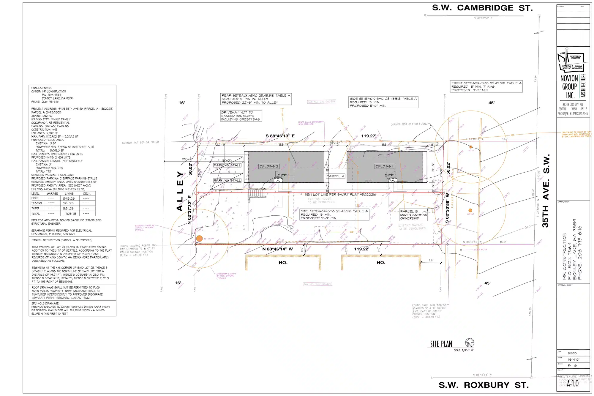 Site plan for 9405 A 35th Ave SW