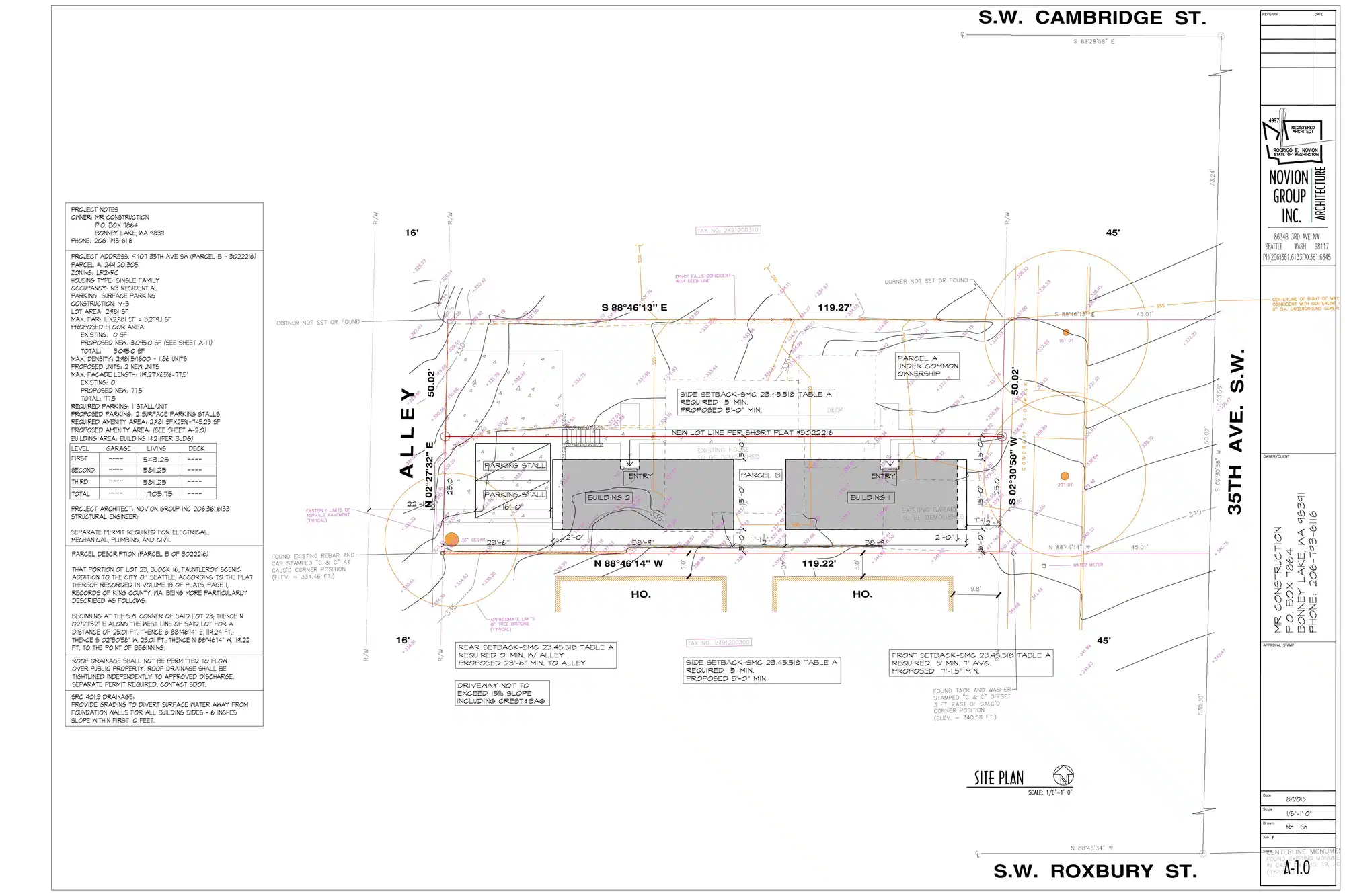 Site plan for 9407 A 35th Ave SW