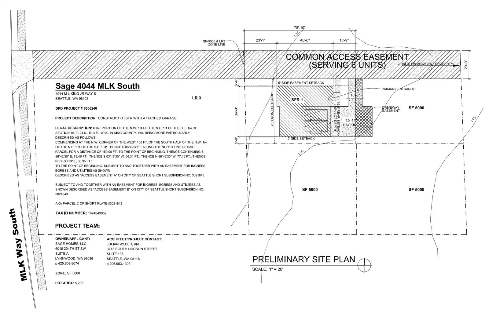 Site plan for 4044 M L King Jr Way S