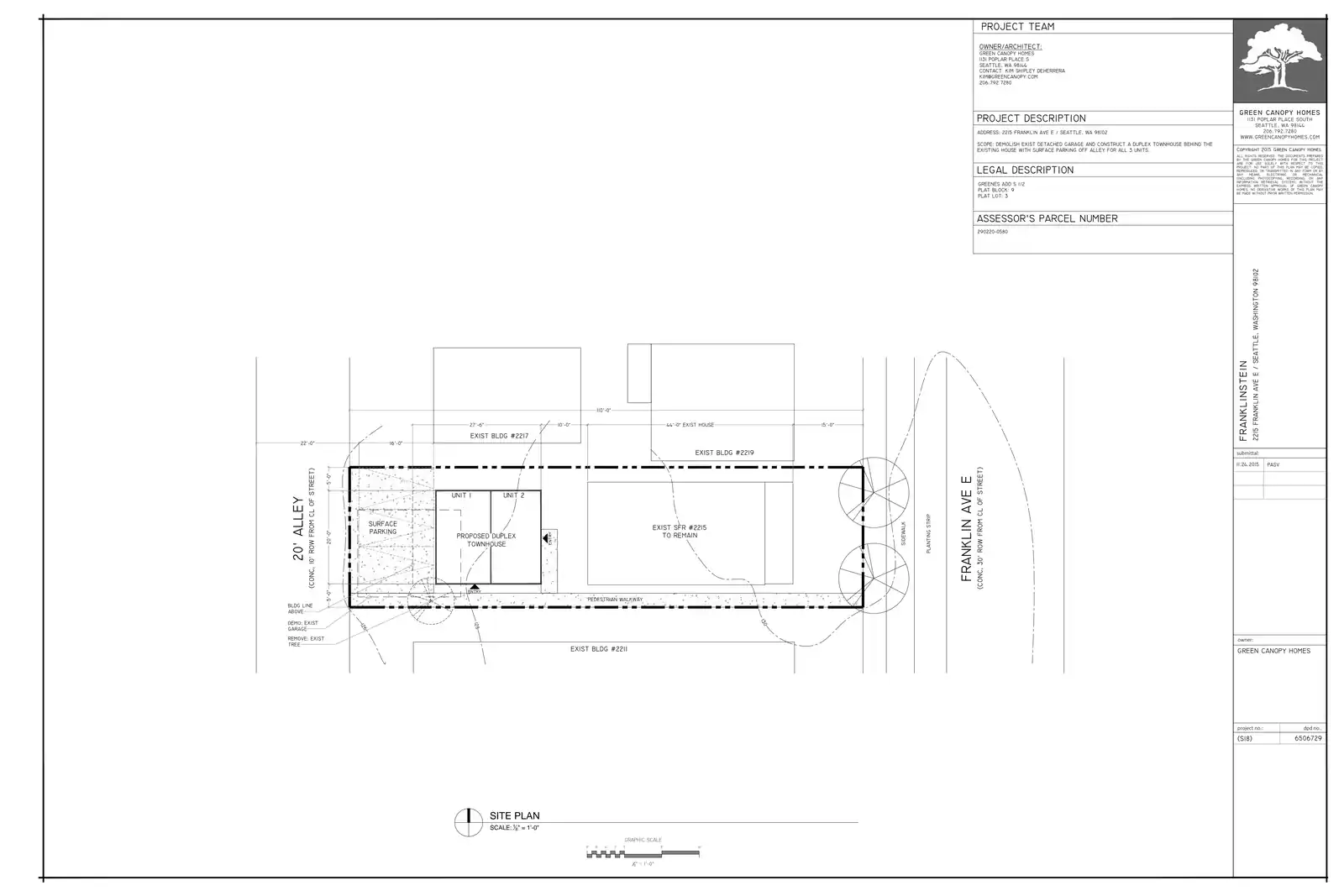 Site plan for 2213 Franklin Ave E