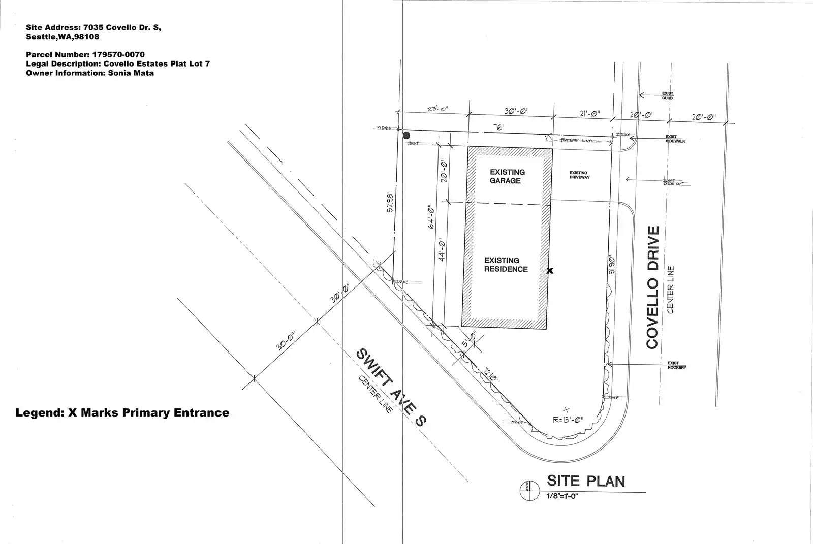 Site plan for 7035 Covello Dr S
