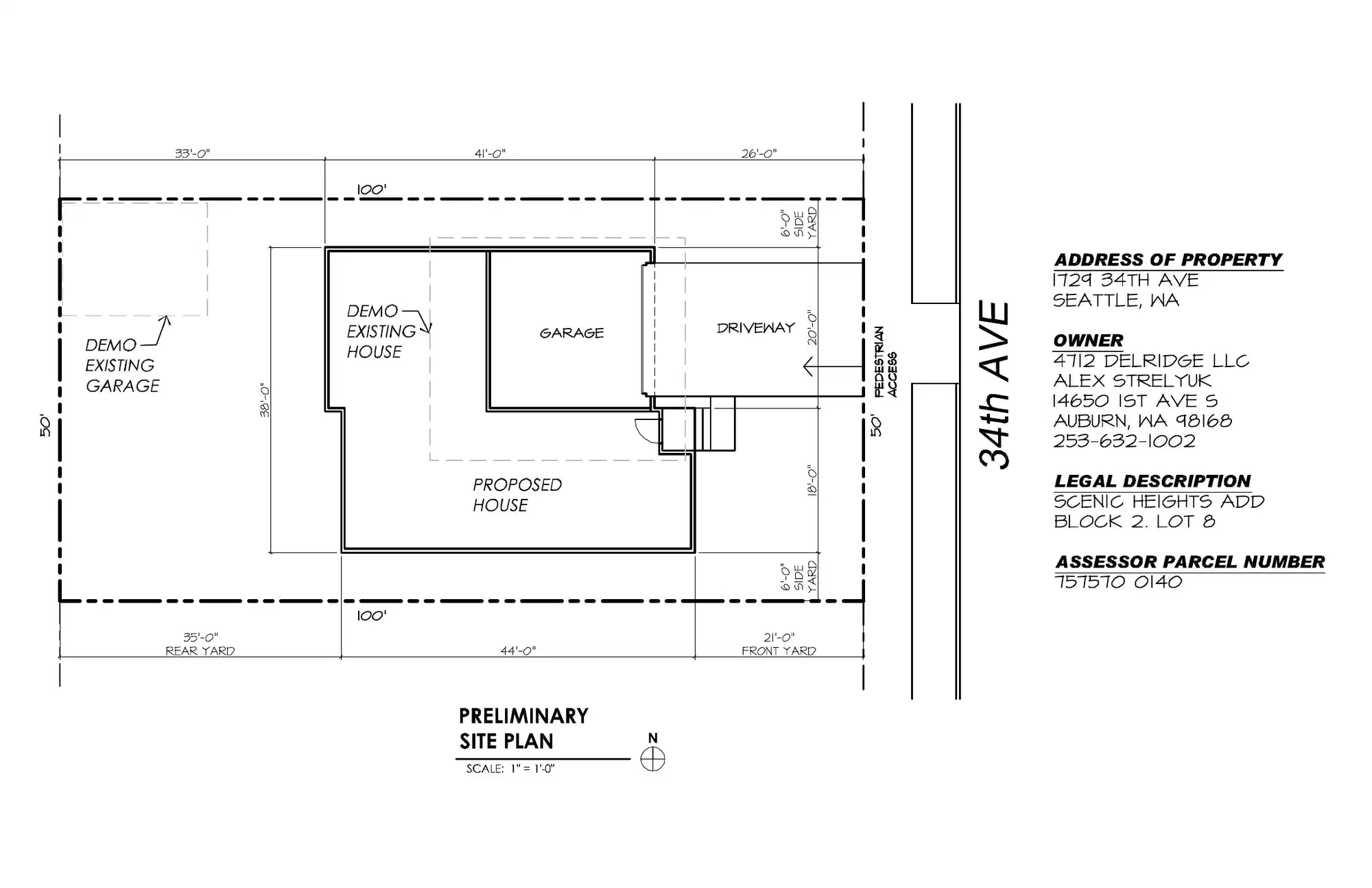 Site plan for 1729 34th Ave