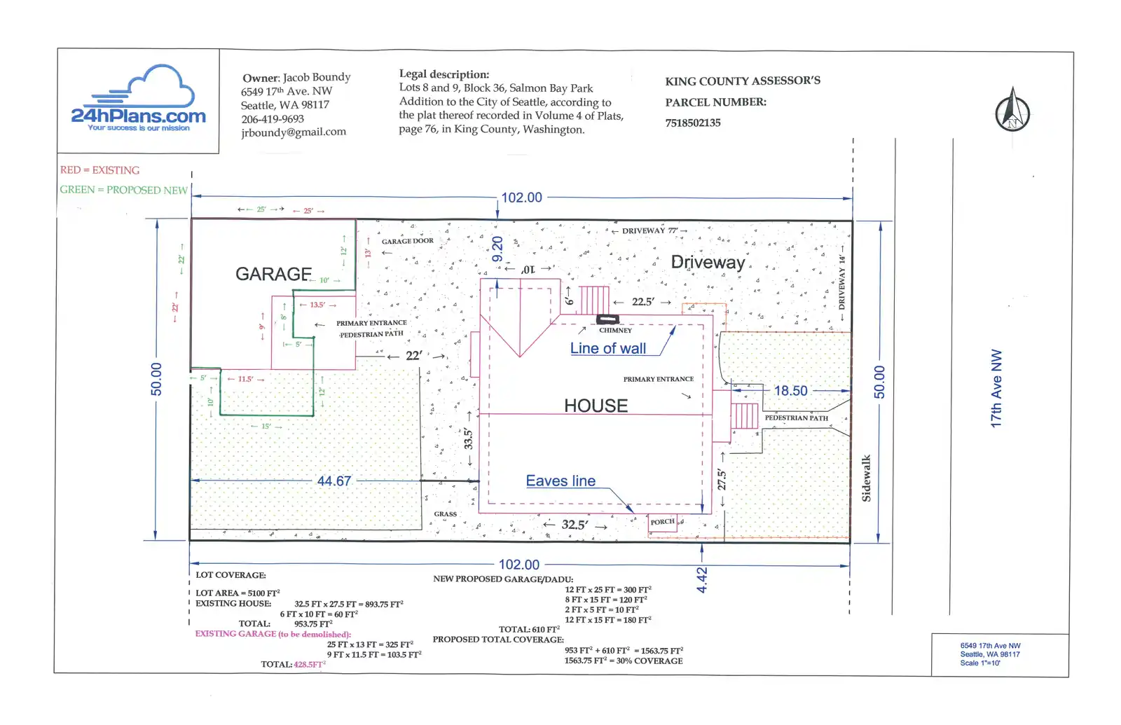 Site plan for 6549 17th Ave NW