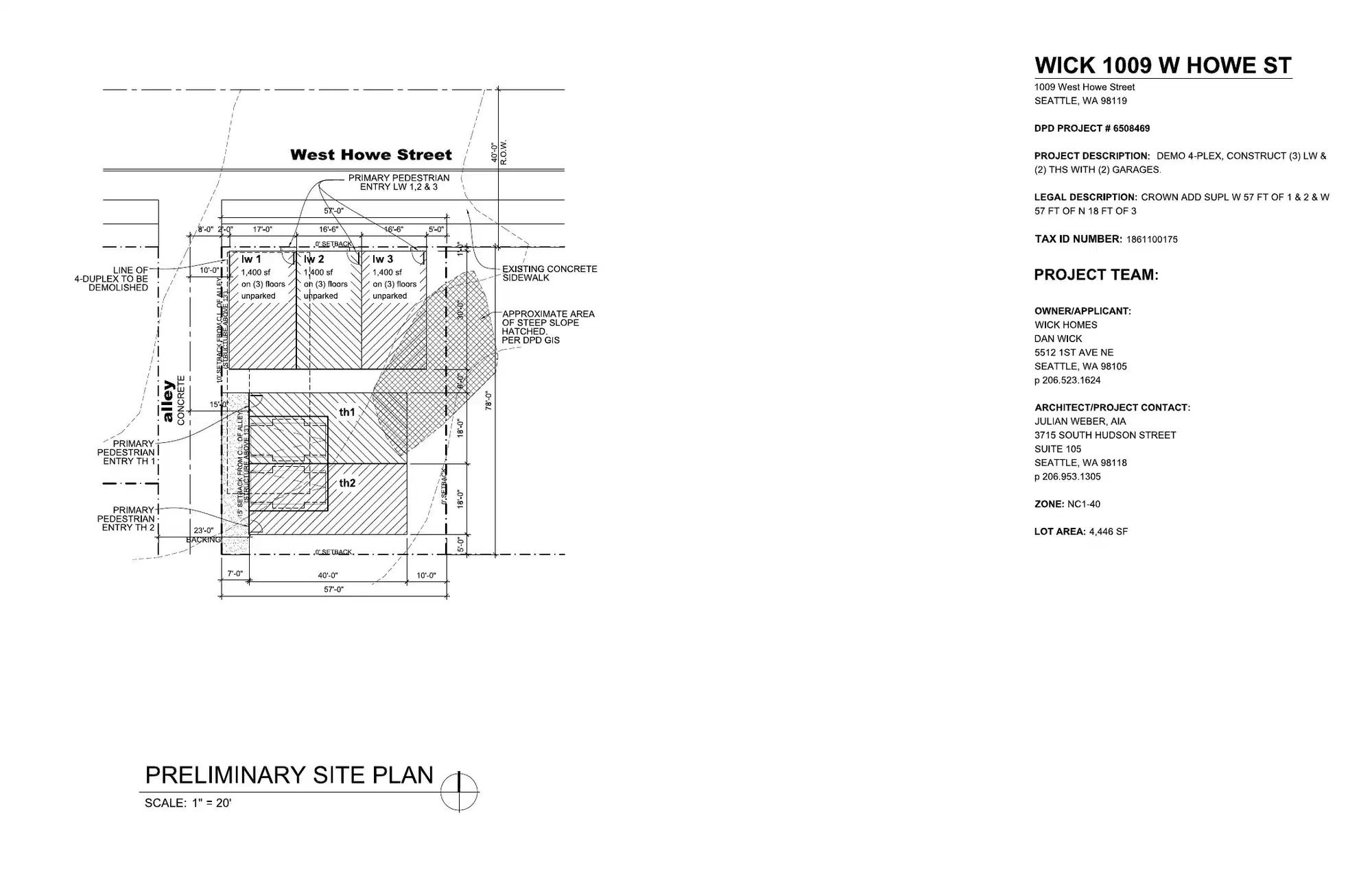 Site plan for 1009 W Howe St