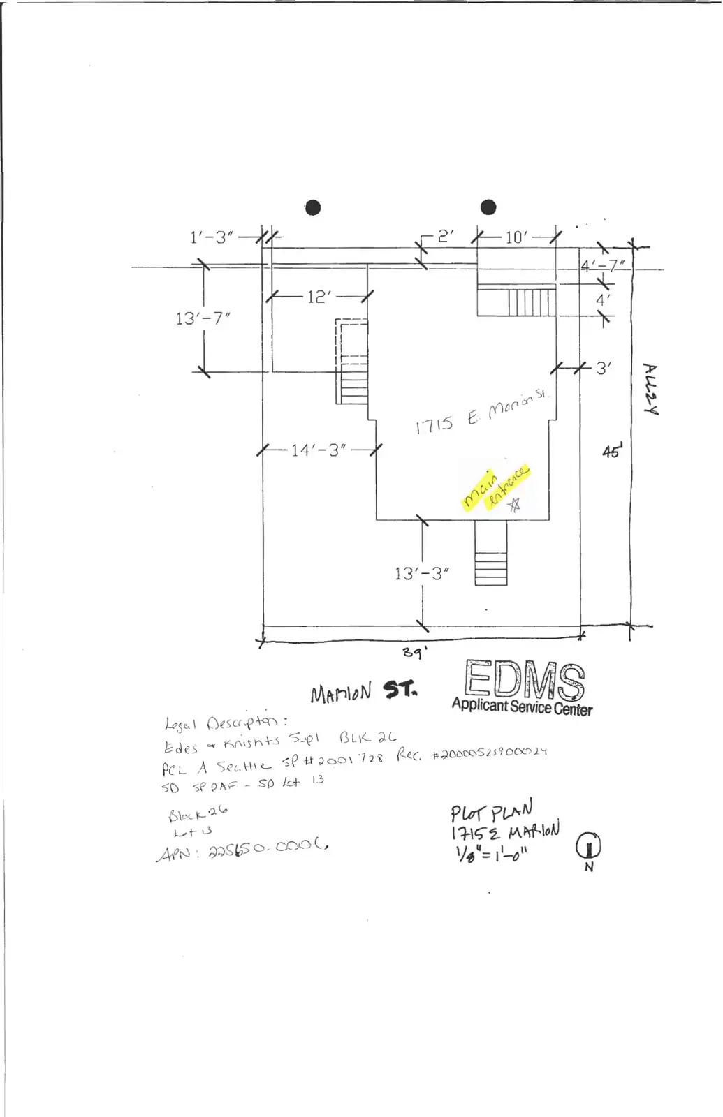 Site plan for 1715 E Marion St