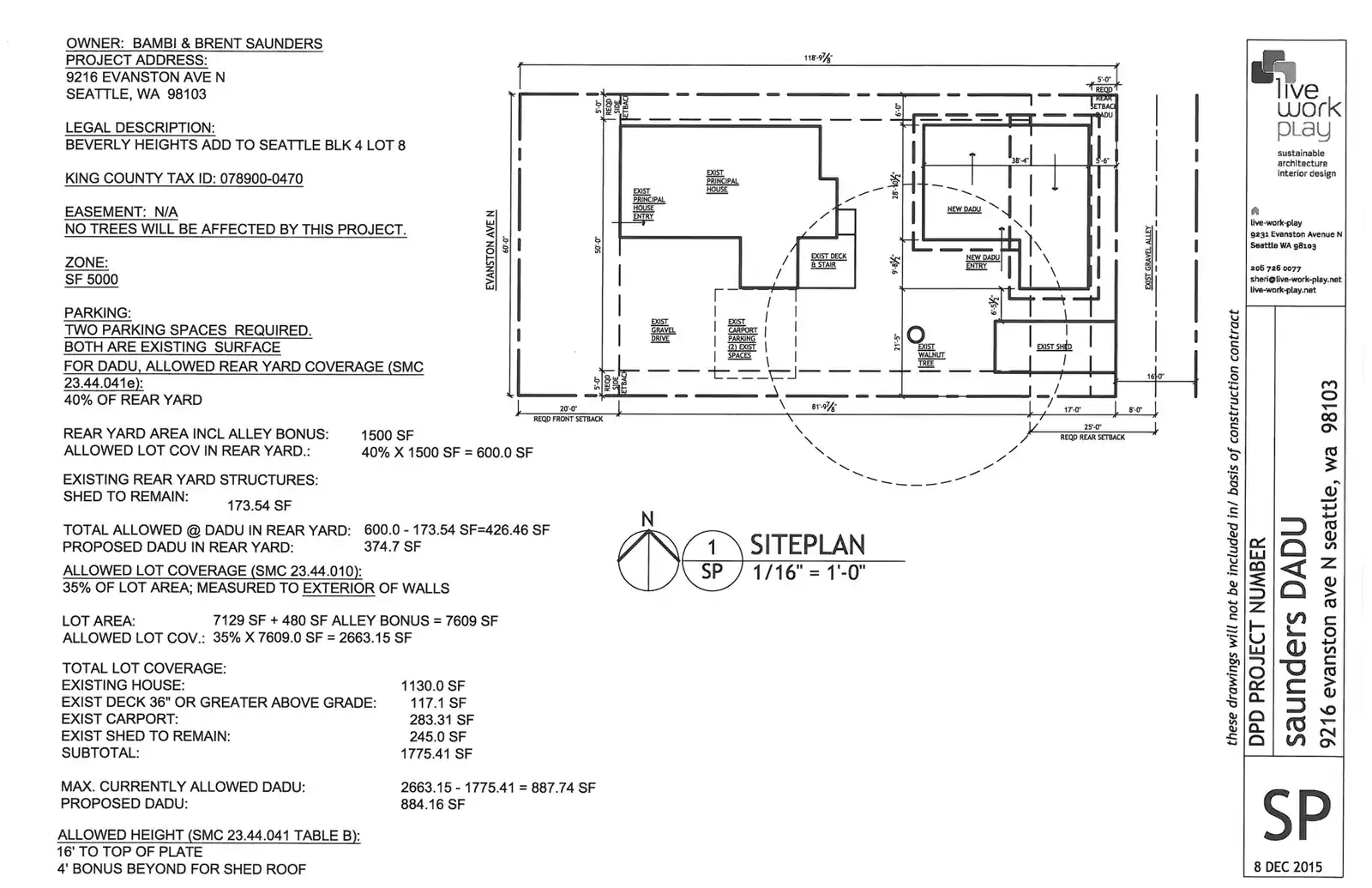 Site plan for 9216 Evanston Ave N