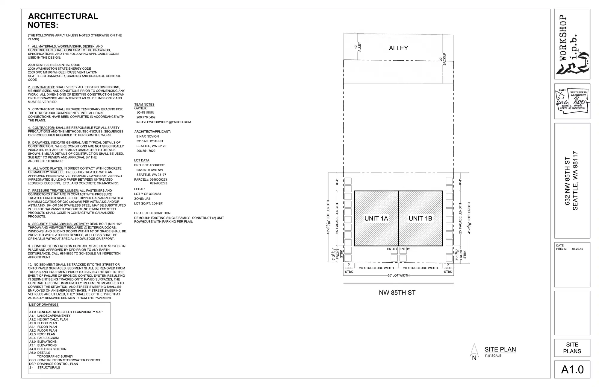 Site plan for 630 NW 85th St