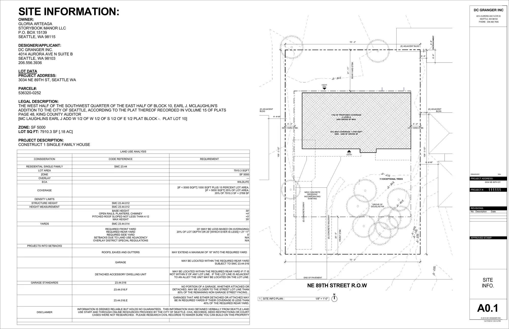 Site plan for 3034 NE 89th St