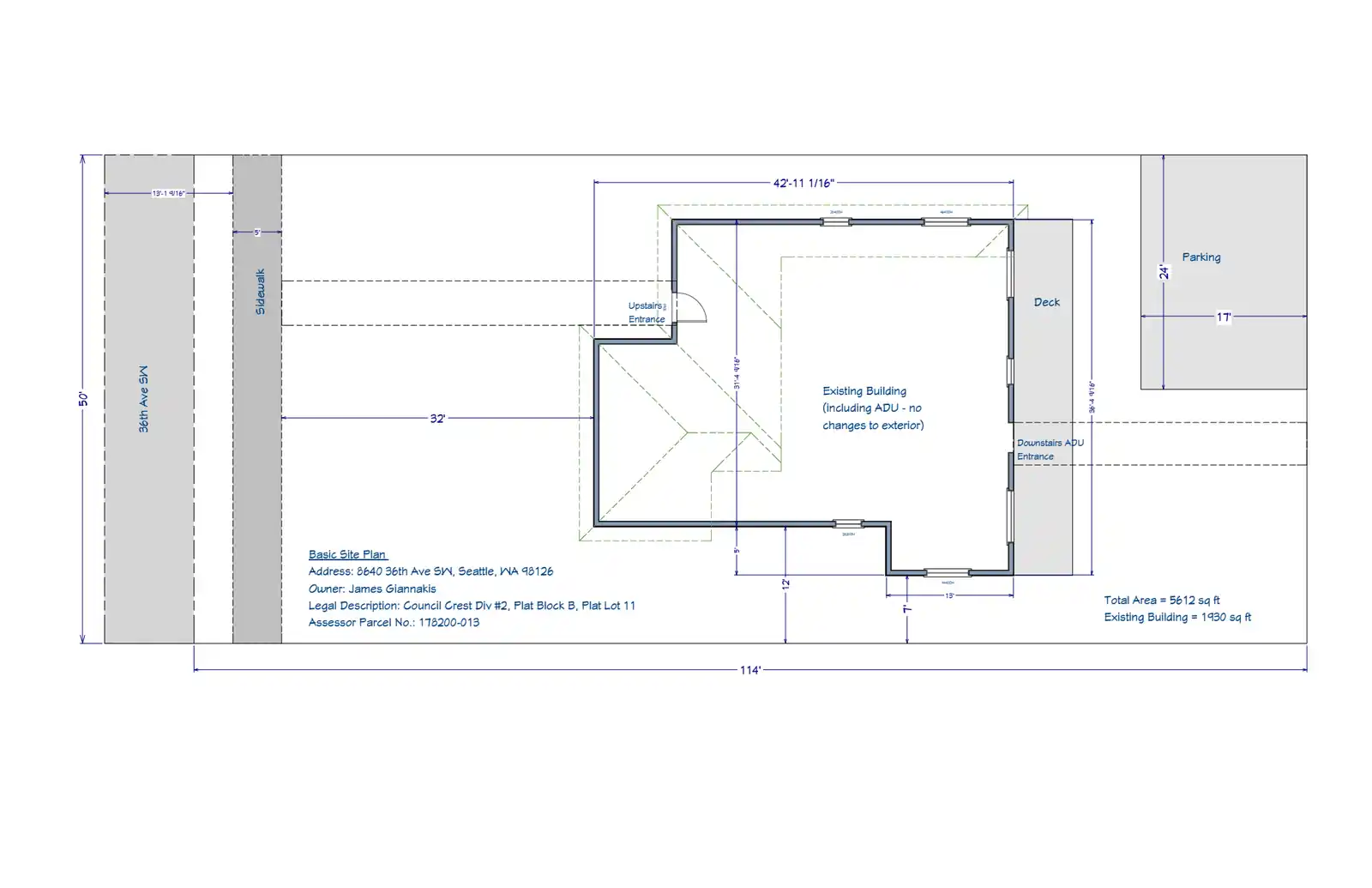 Site plan for 8640 36th Ave SW