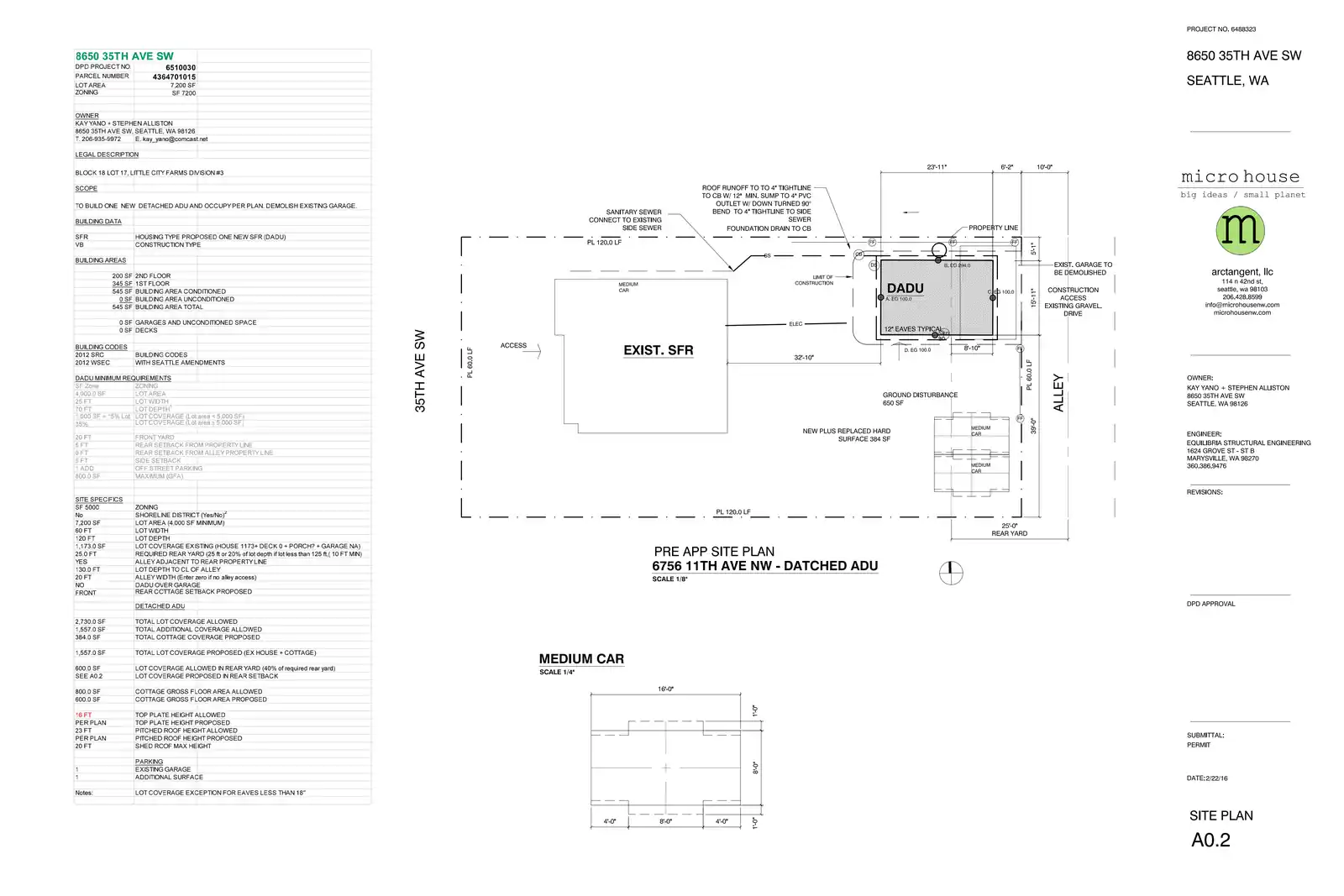 Site plan for 8650 35th Ave SW