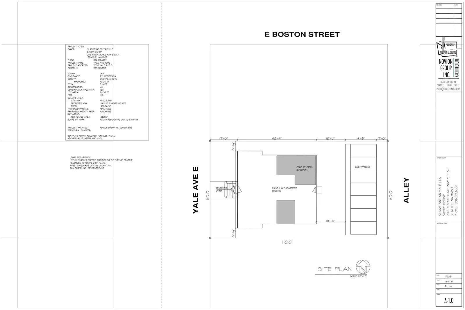 Site plan for 2038 Yale Ave E