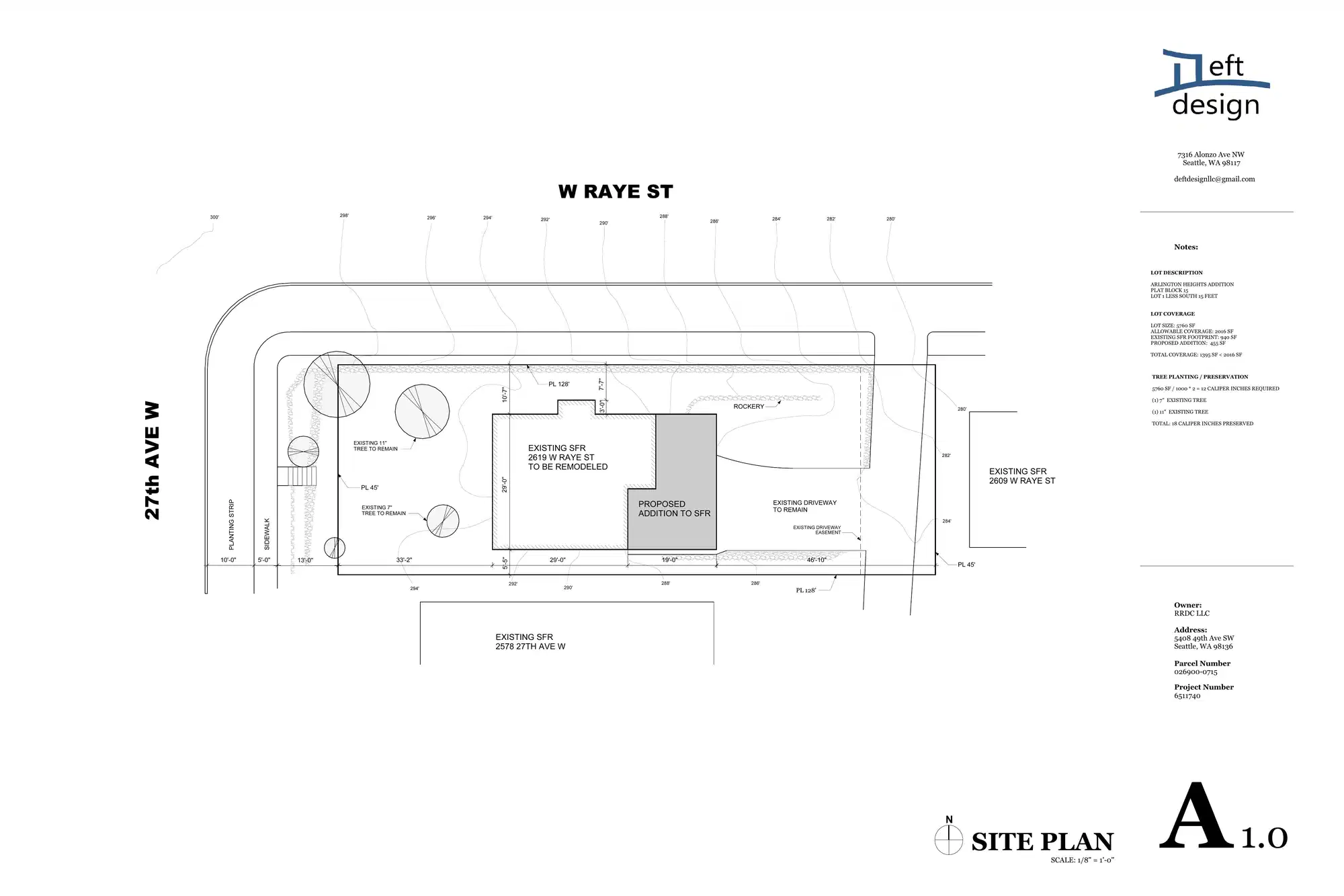 Site plan for 2619 W Raye St