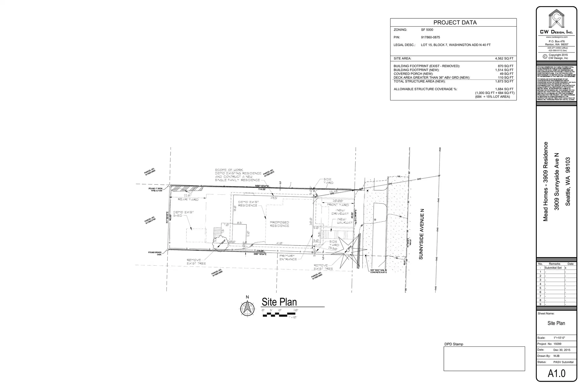 Site plan for 3909 Sunnyside Ave N