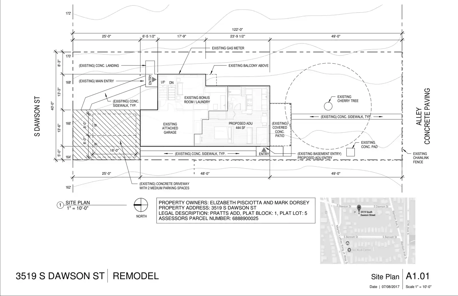Site plan for 3519 S Dawson St