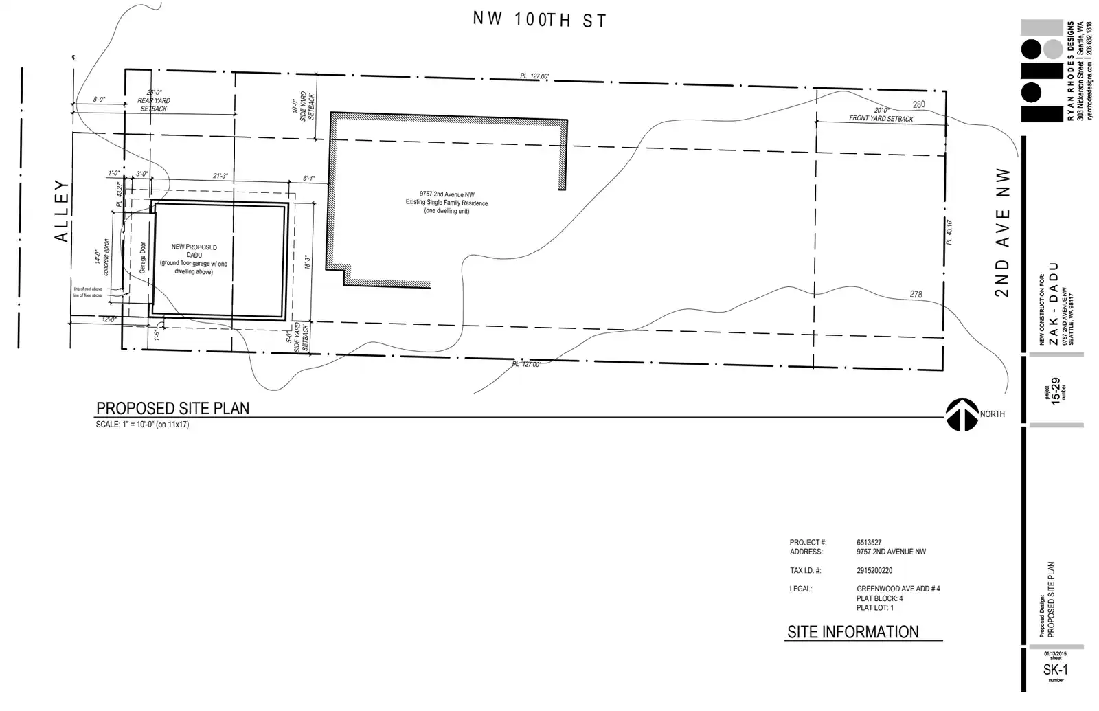 Site plan for 9757 2nd Ave NW