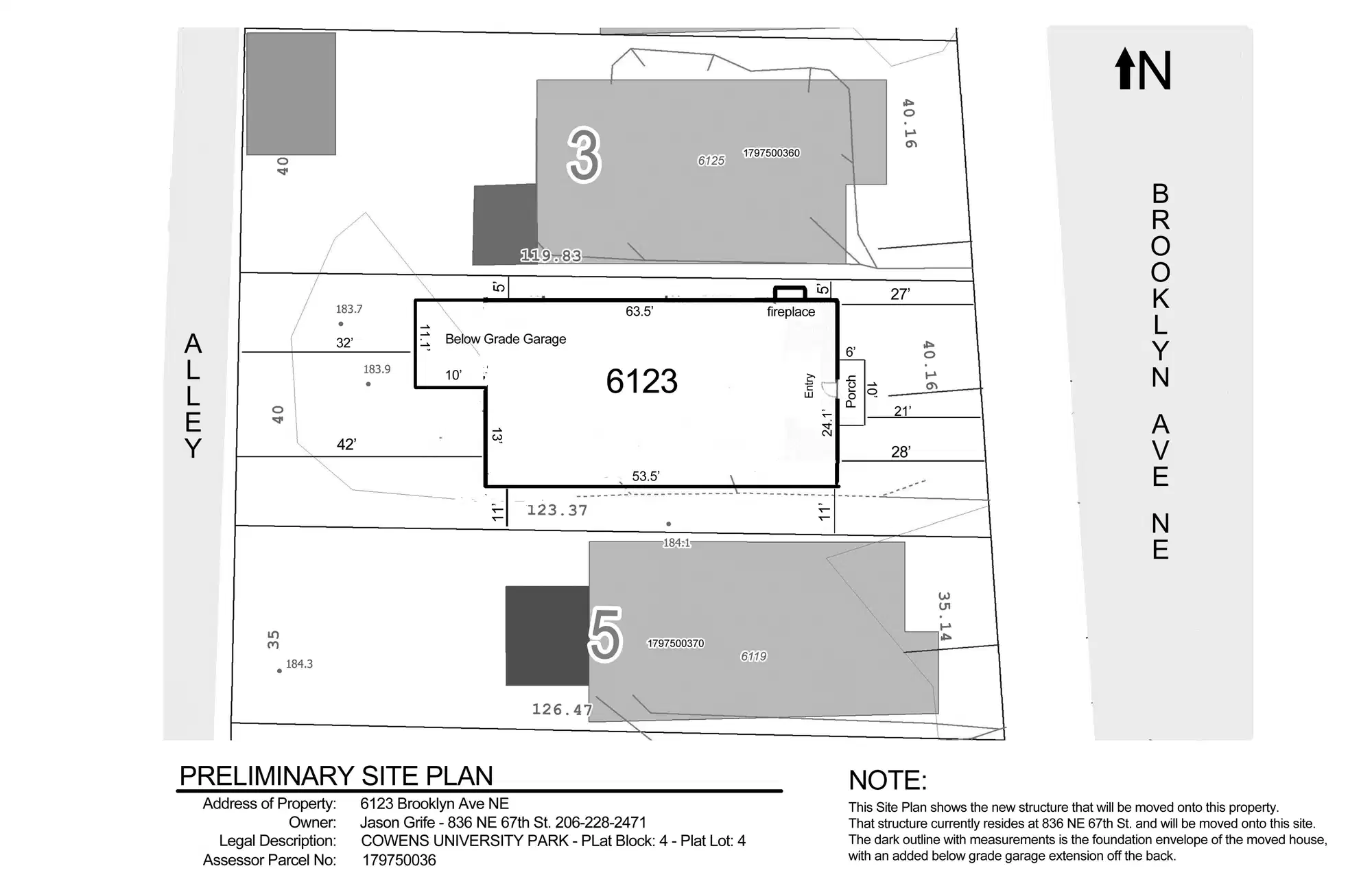 Site plan for 6123 Brooklyn Ave NE