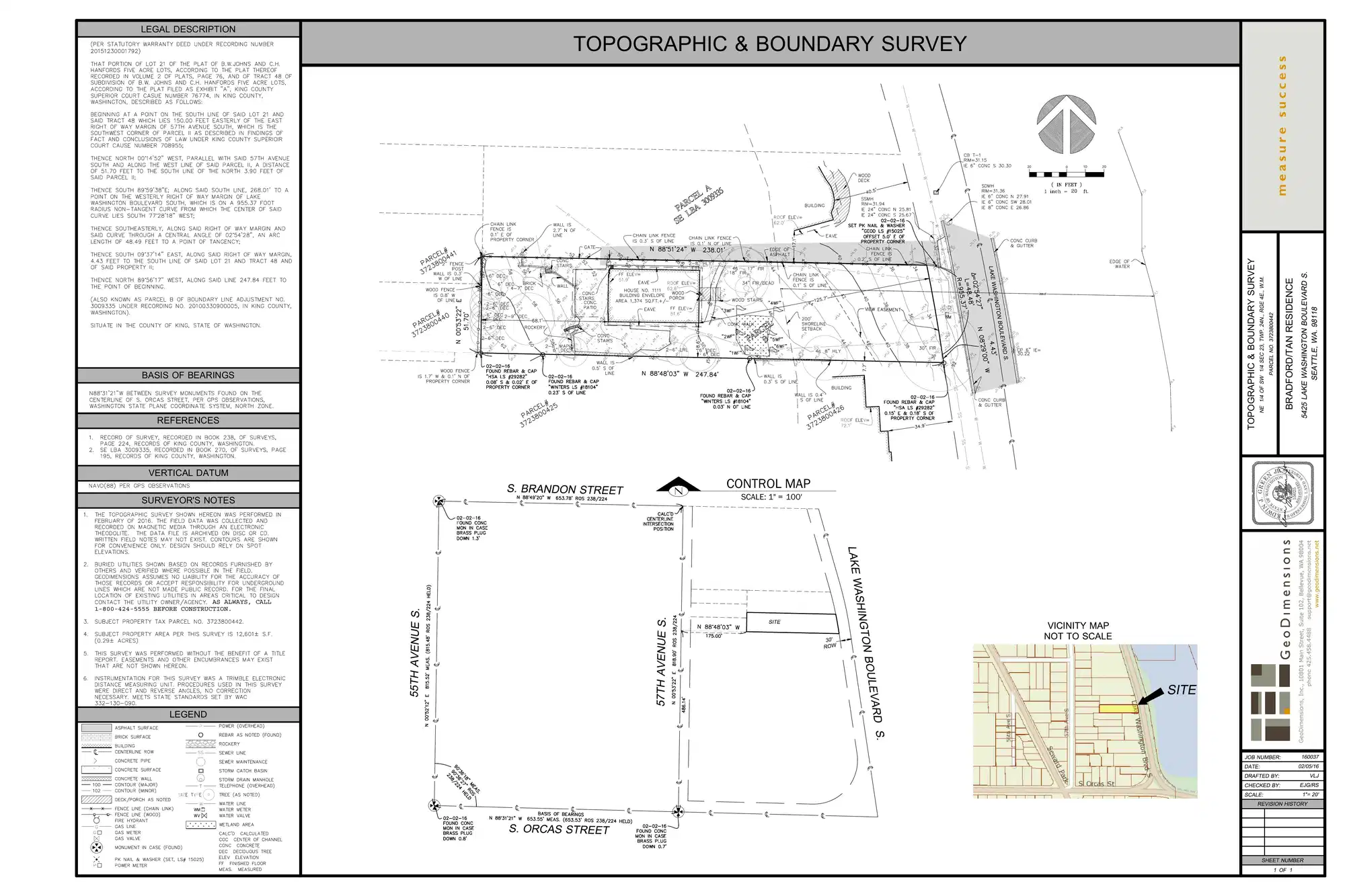 Site plan for 5425 Lake Washington Blvd S