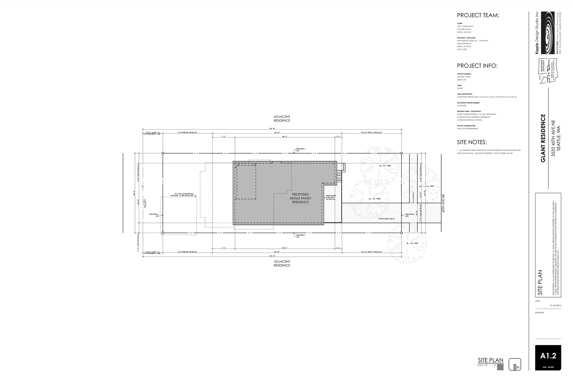 Site plan for 3532 45th Ave NE