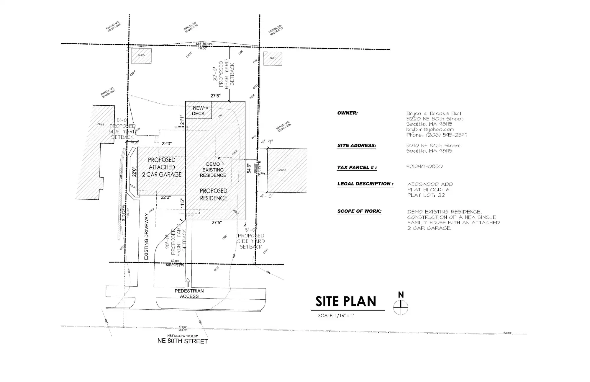 Site plan for 3210 NE 80th St