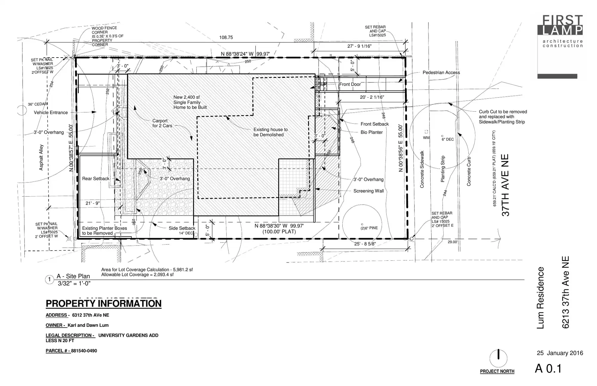Site plan for 6213 37th Ave NE