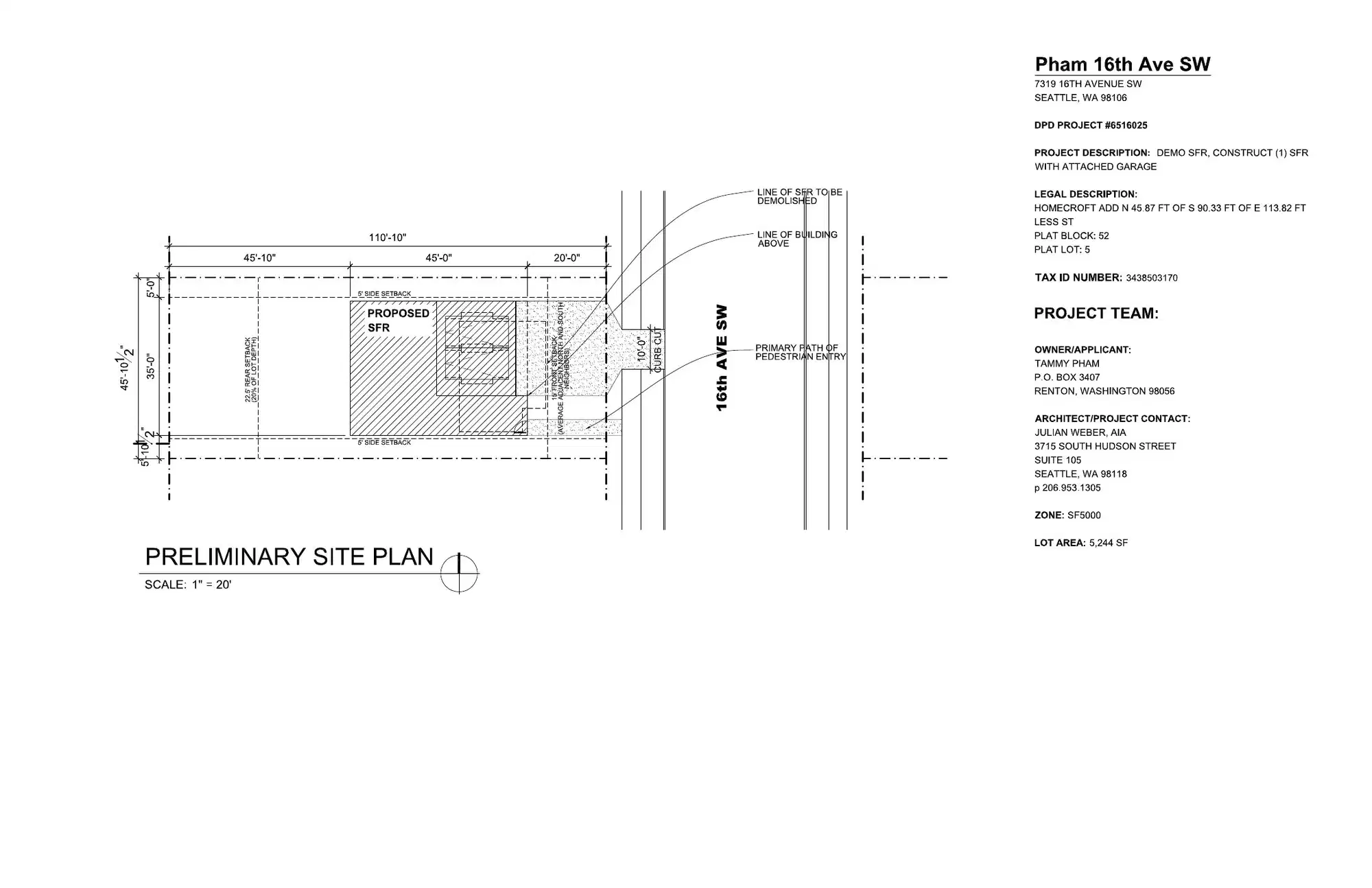 Site plan for 7319 16th Ave SW