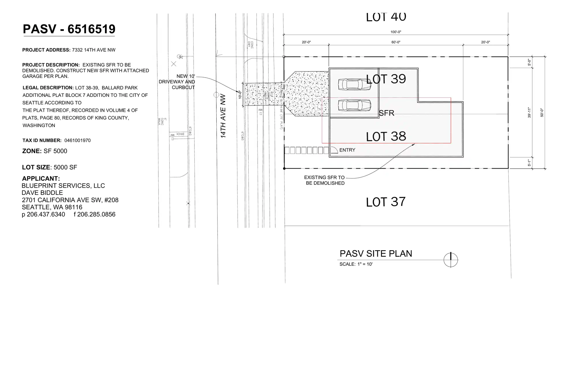 Site plan for 7332 14th Ave NW