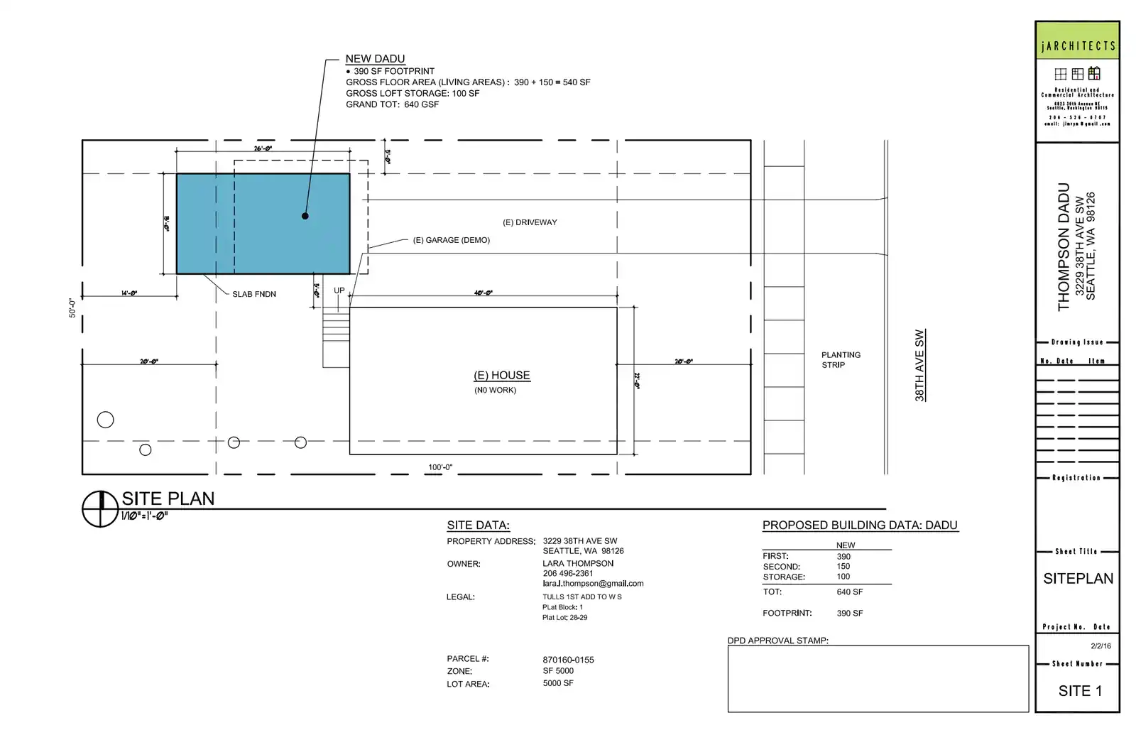 Site plan for 3229 38th Ave SW
