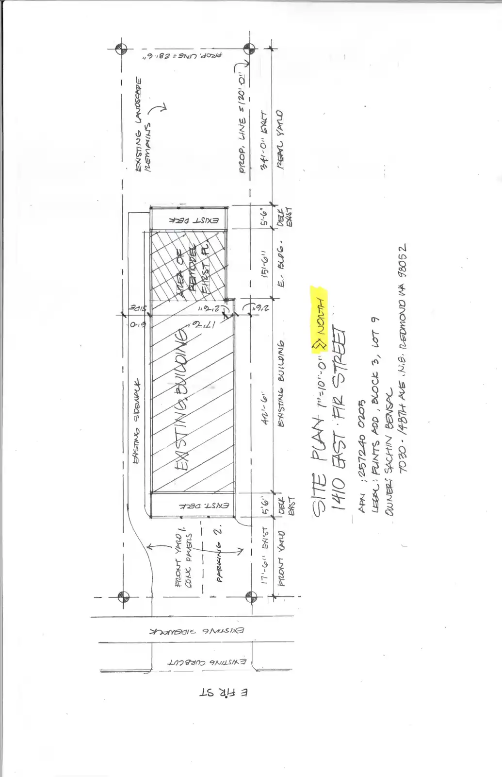 Site plan for 1410 E Fir St