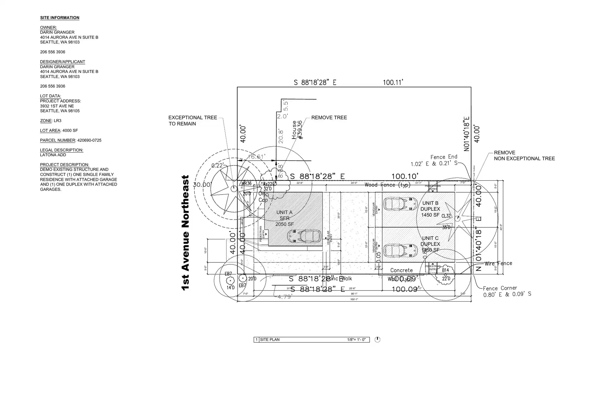 Site plan for 3934 1st Ave NE