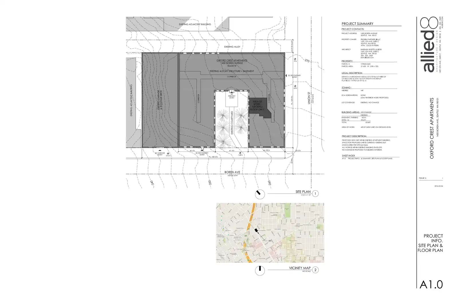 Site plan for 1400 Boren Ave