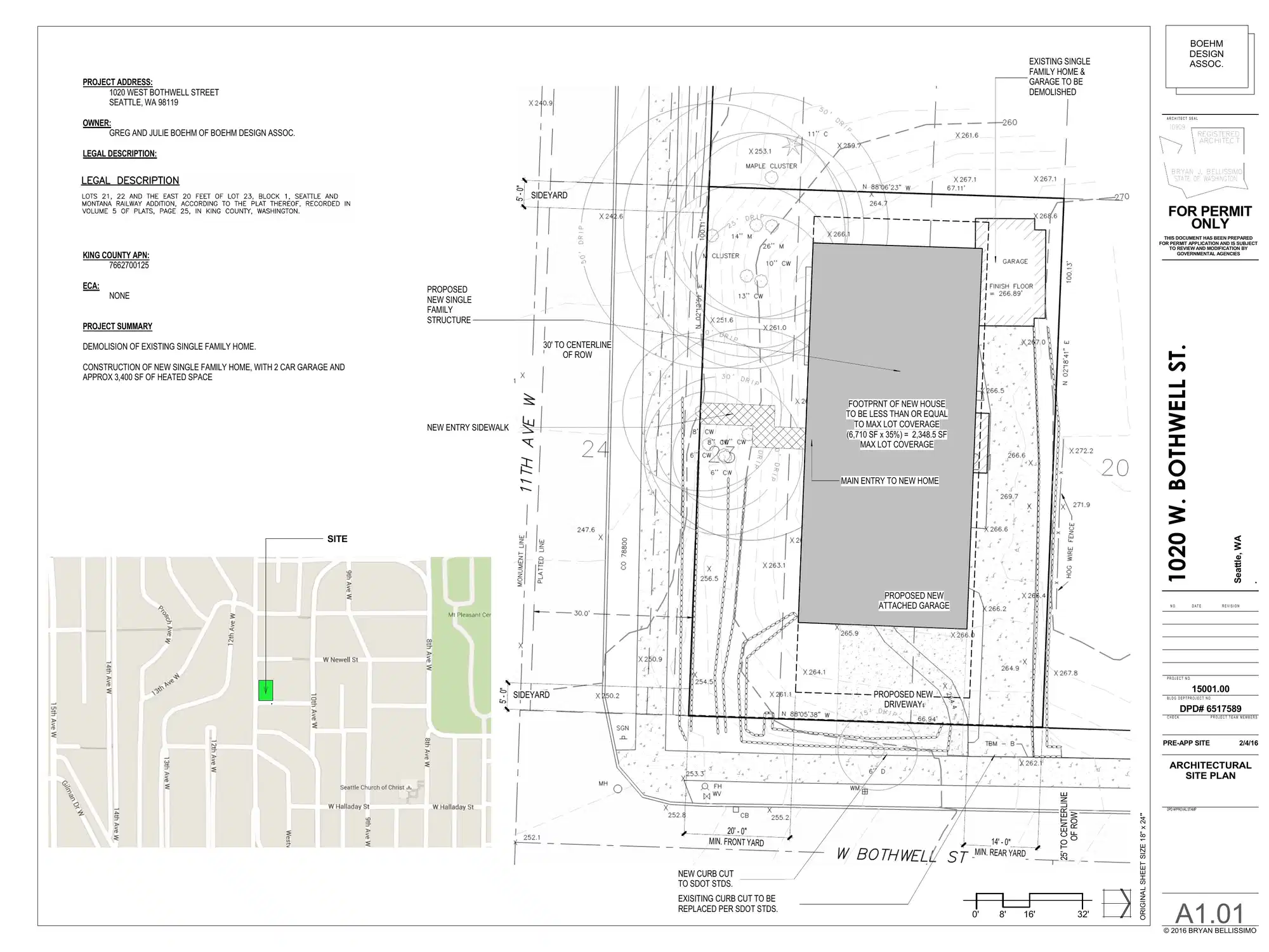 Site plan for 1024 W Bothwell St