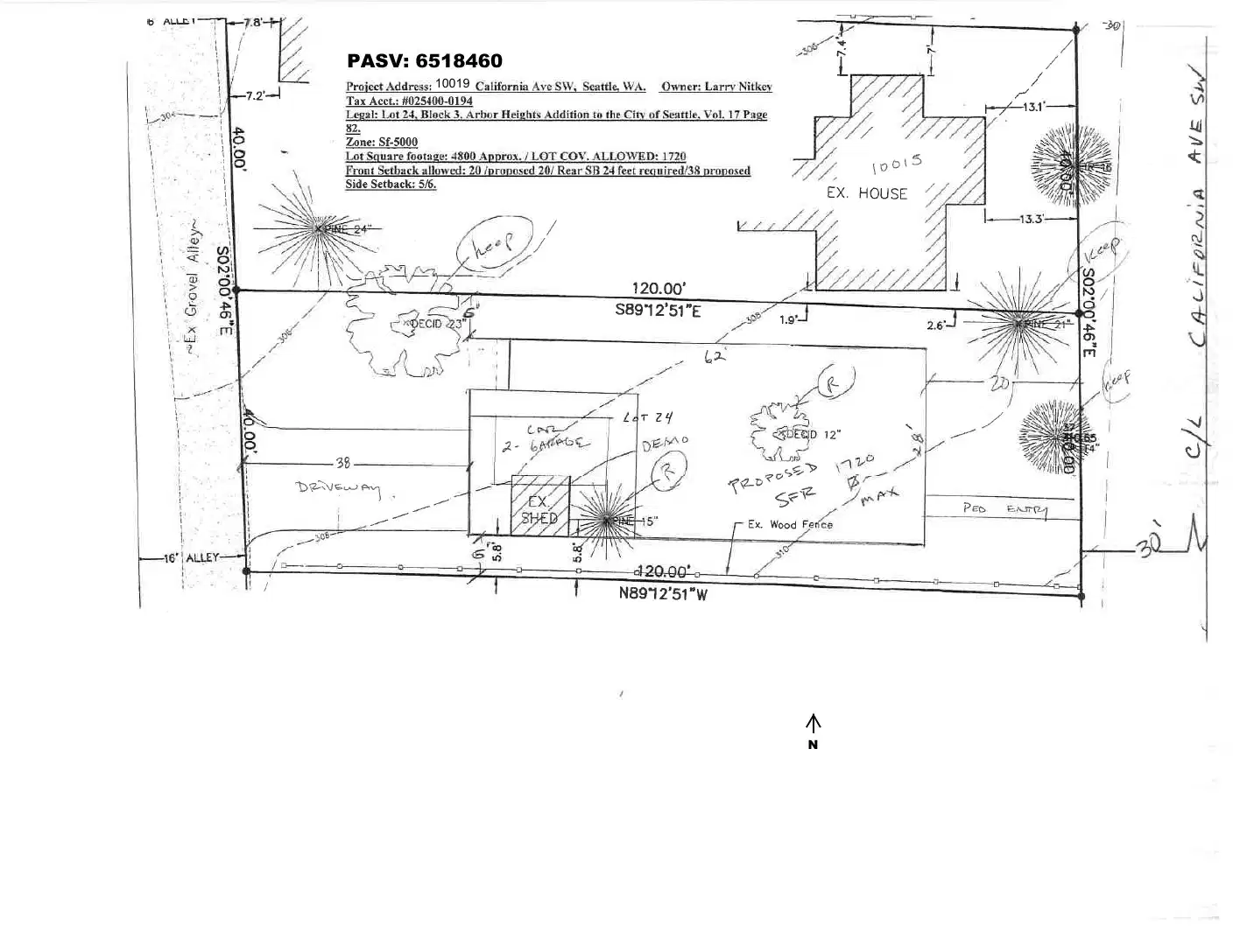 Site plan for 10019 California Ave SW