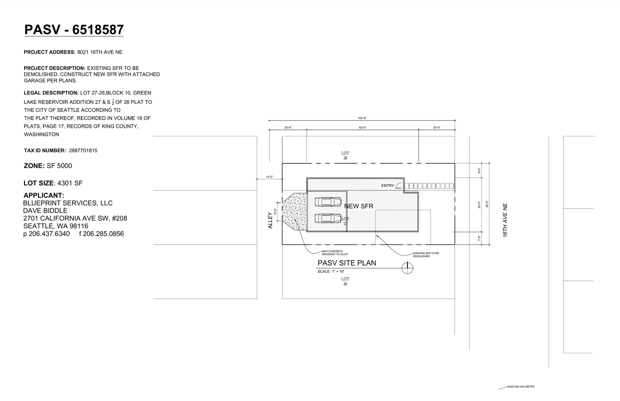 Site plan for 8021 16th Ave NE