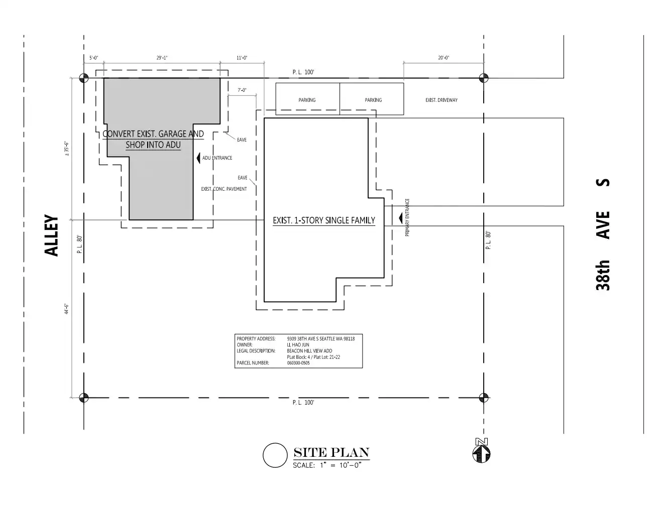 Site plan for 9309 38th Ave S