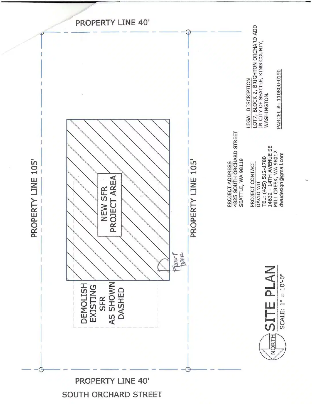Site plan for 4825 S Orchard St