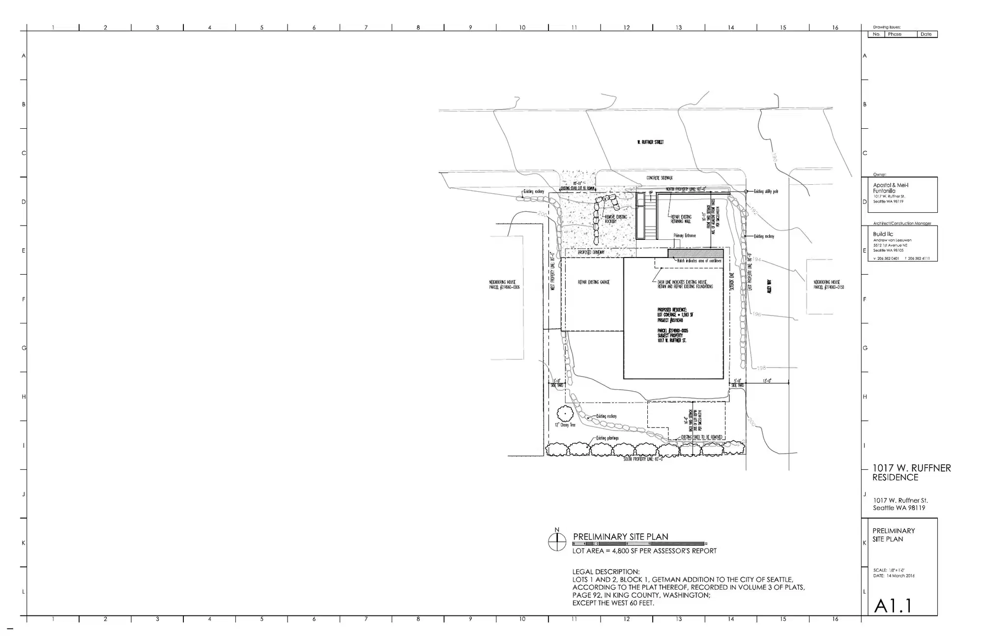 Site plan for 1017 W Ruffner St