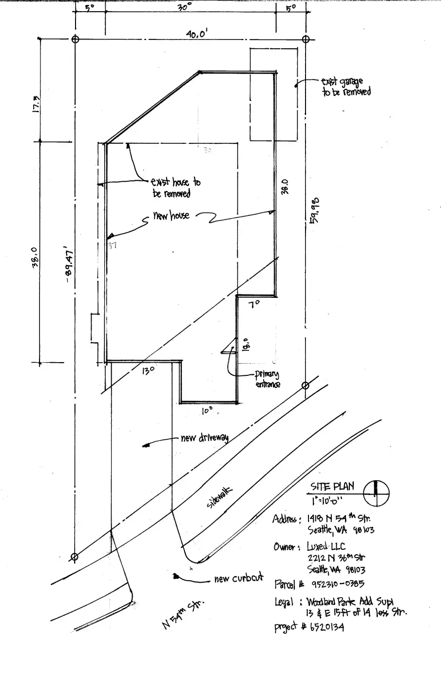 Site plan for 1418 N 54th St