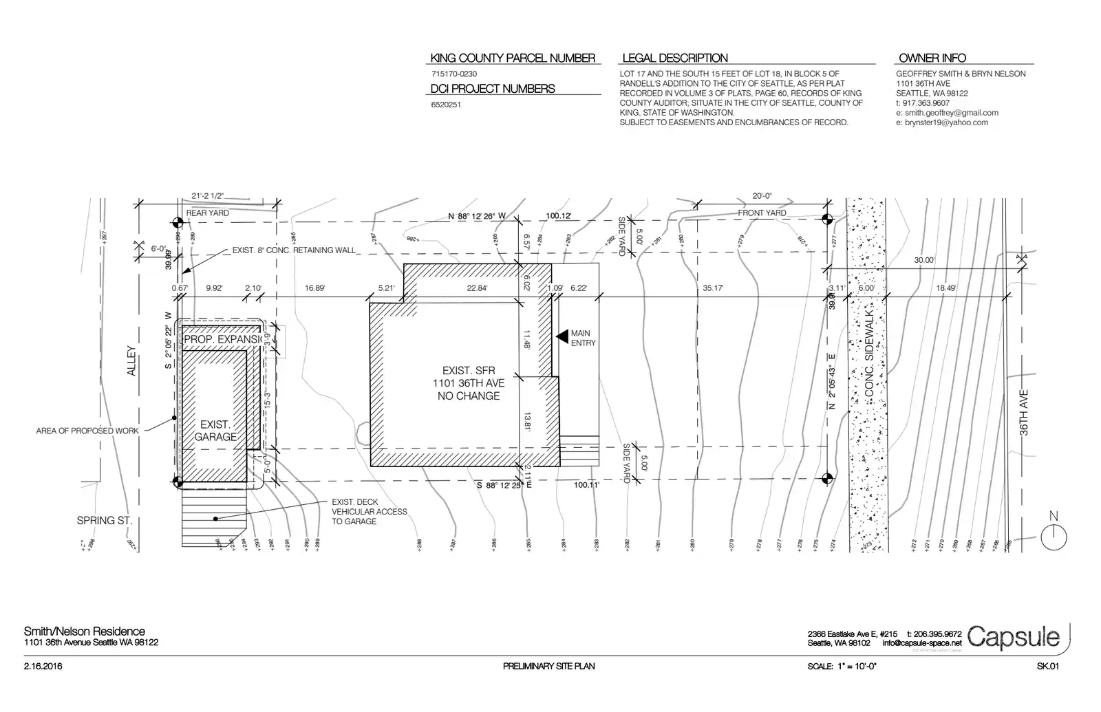 Site plan for 1101 36th Ave