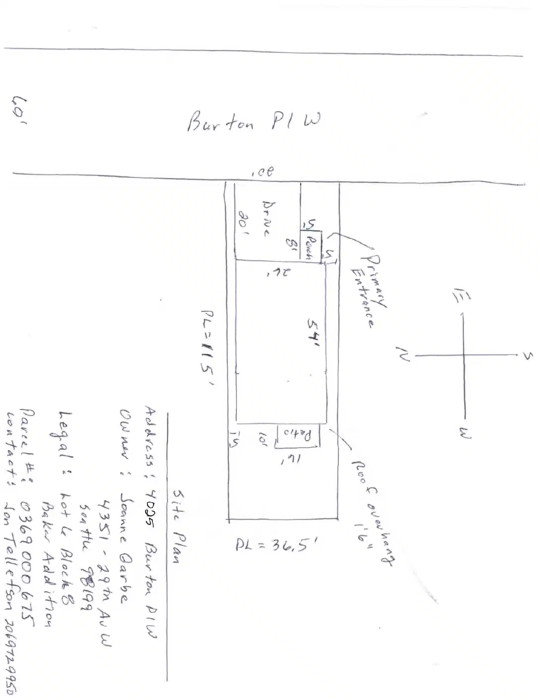 Site plan for 4025 Burton Pl W