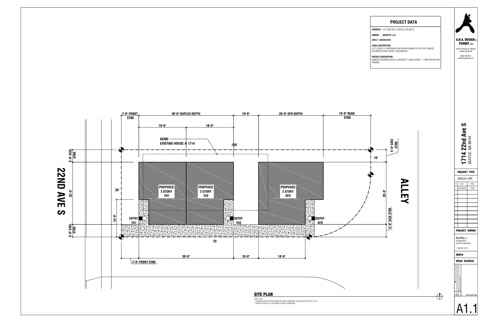 Site plan for 1718 22nd Ave S