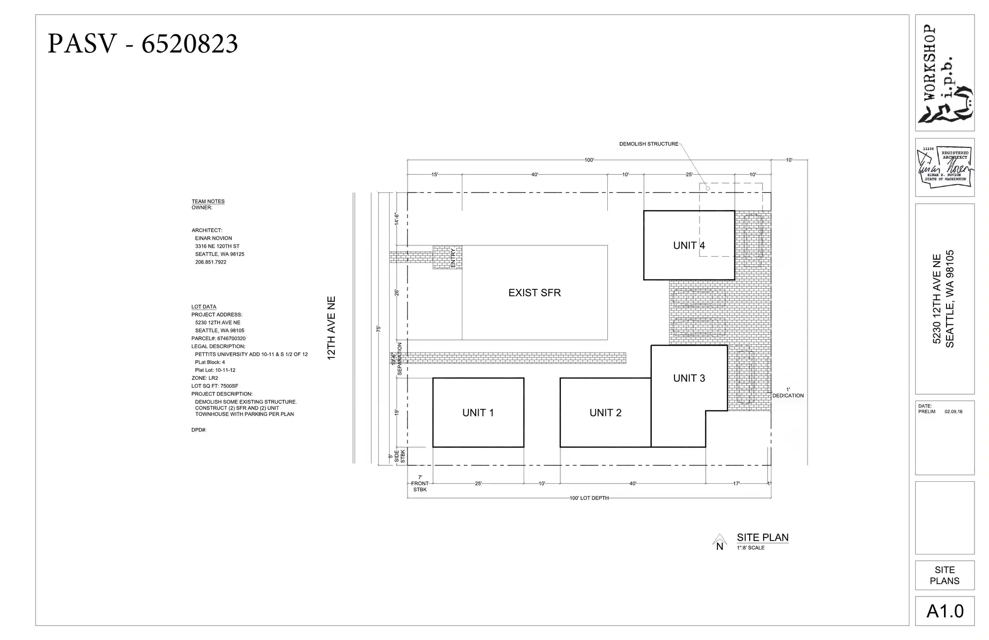Site plan for 5226 12th Ave NE