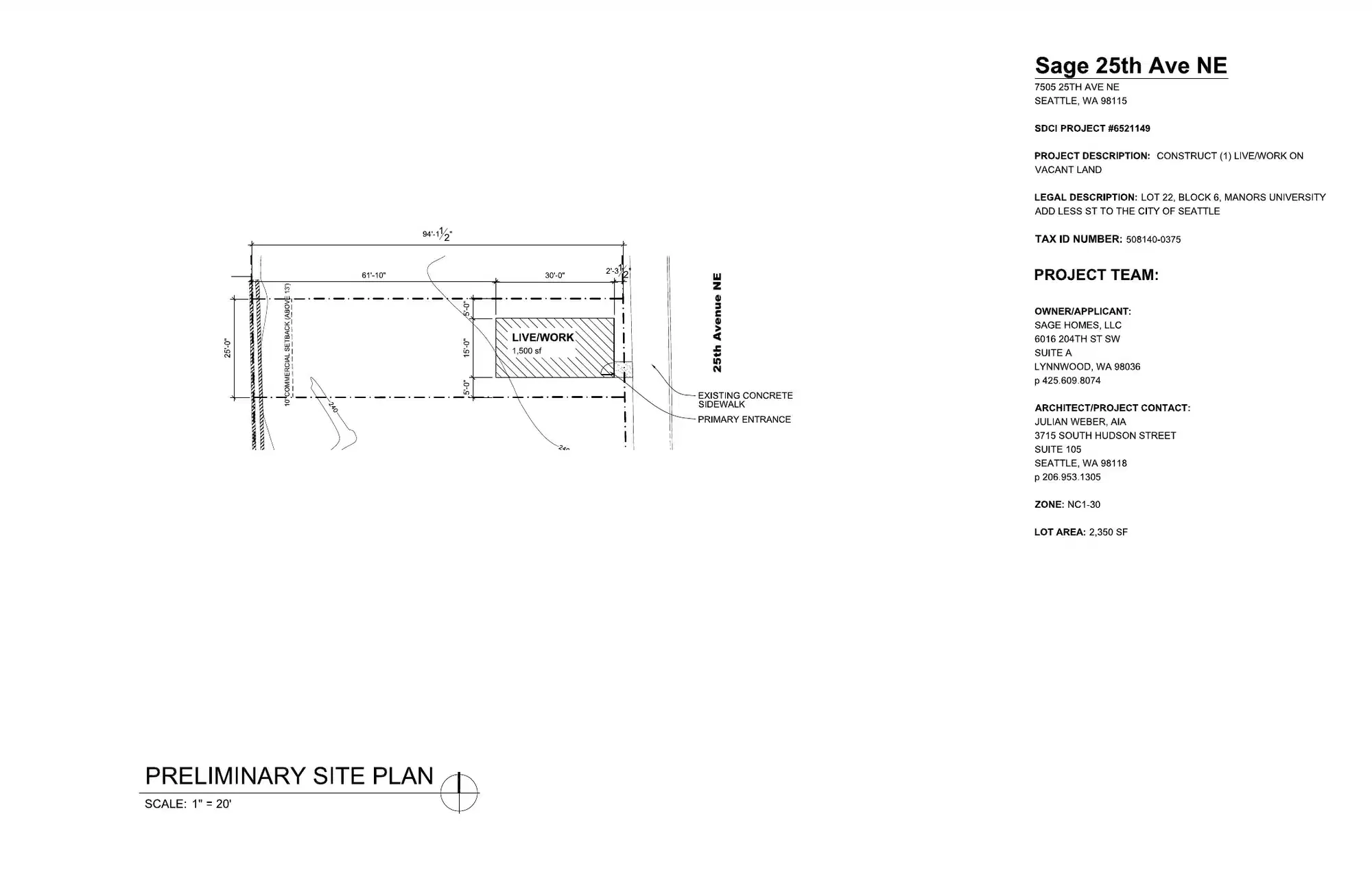 Site plan for 7505 25th Ave NE