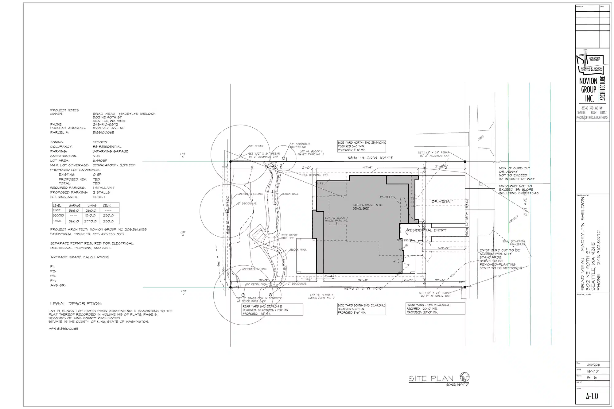 Site plan for 8221 21st Ave NE