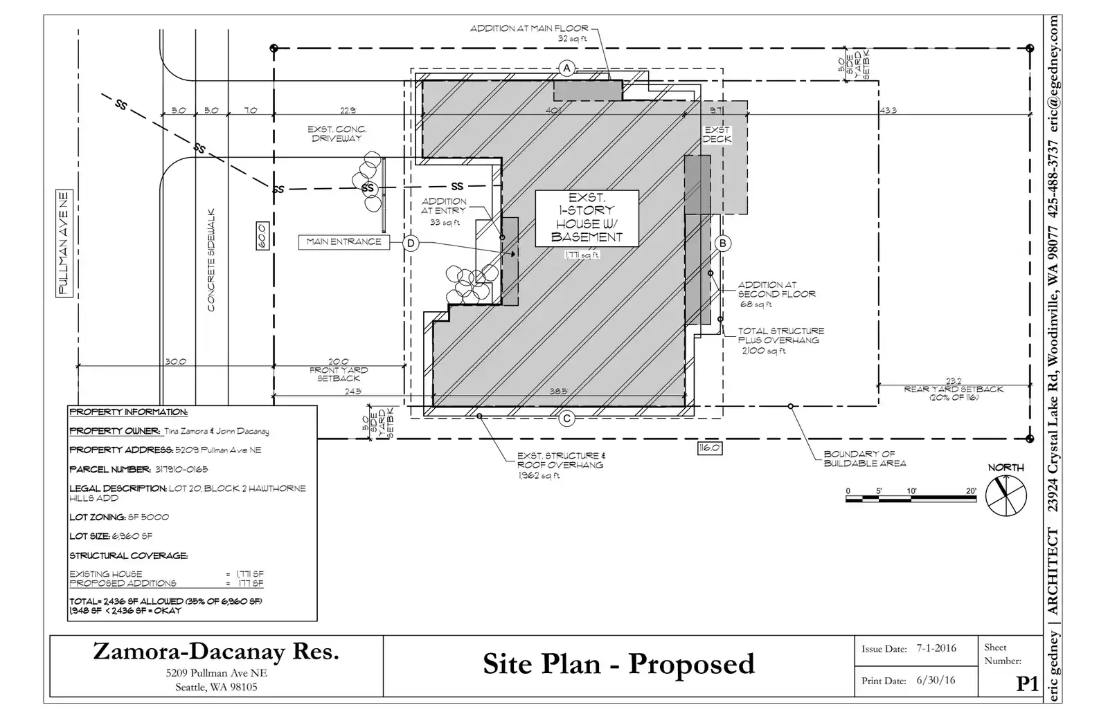 Site plan for 5209 Pullman Ave NE