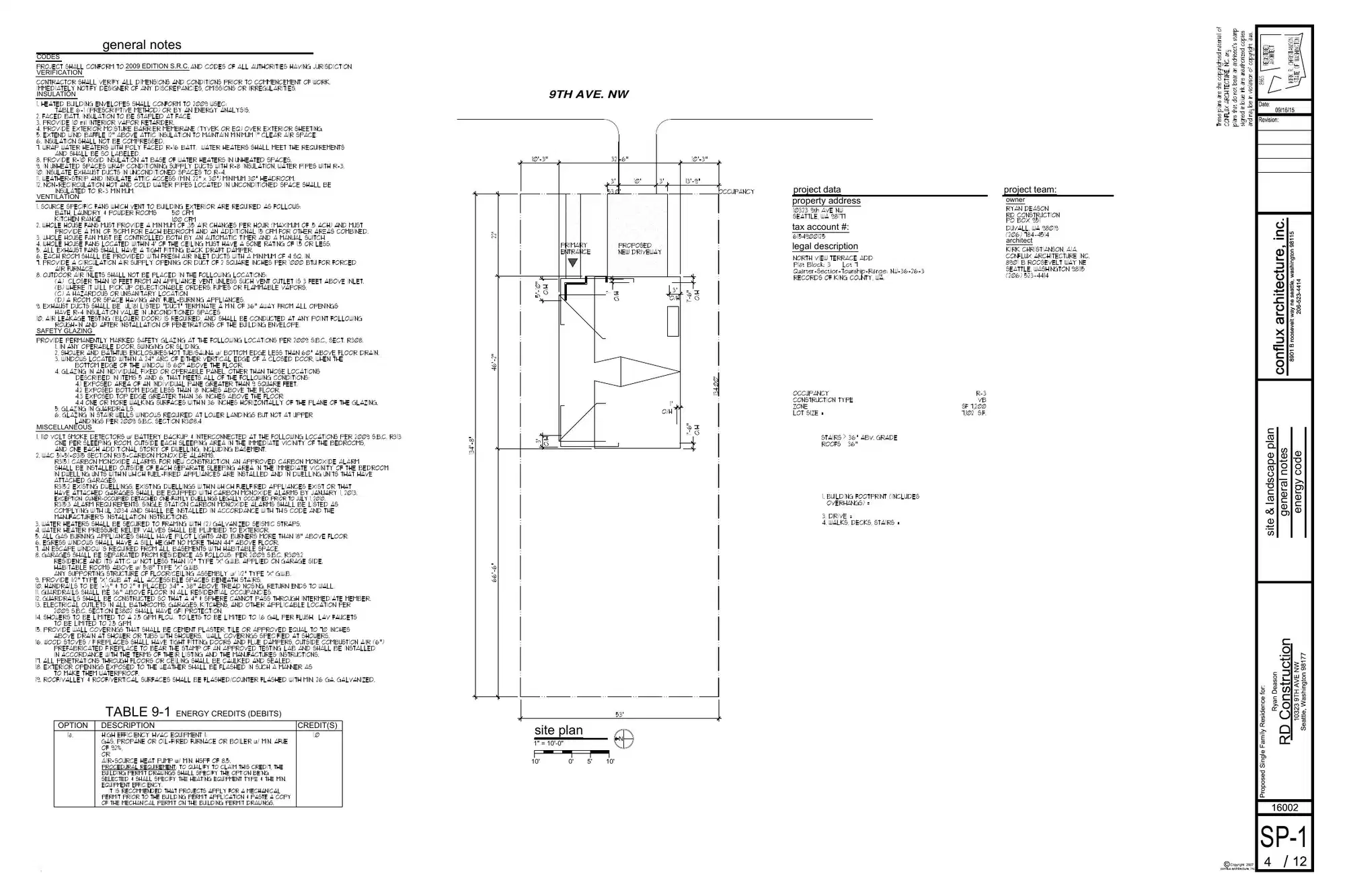 Site plan for 10323 9th Ave NW