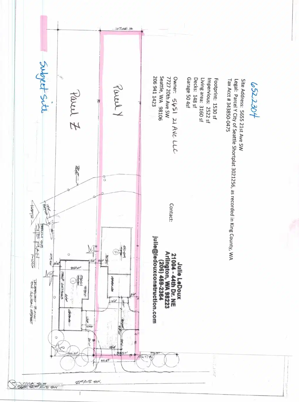 Site plan for 5655 21st Ave SW