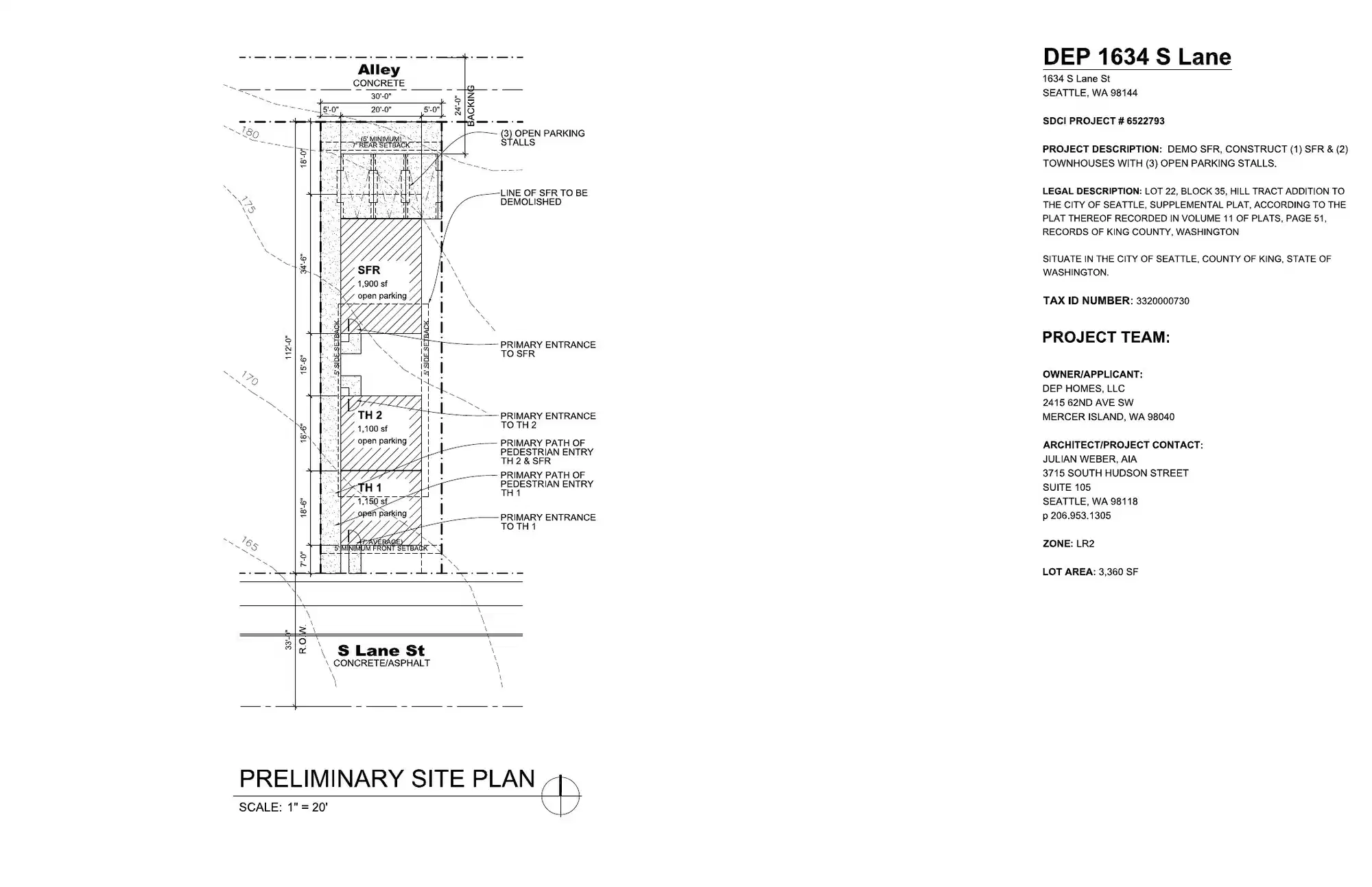 Site plan for 1636 S Lane St