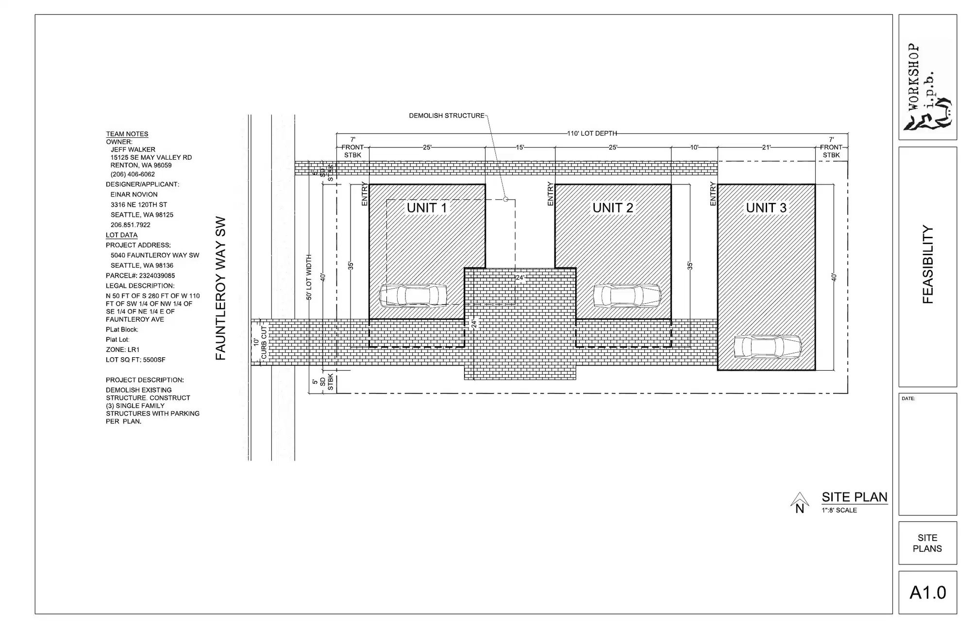 Site plan for 5036 Fauntleroy Way SW